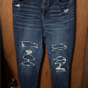 American Eagle Outfitters High Rise Distressed Blue Jeans